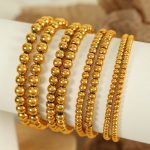 Stainless Steel Steel Bead Bracelet Gold Women's Simple Metal round Ornament Ornament