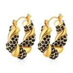 color: Black Rhinestone 18k Gold Plated