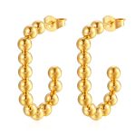 color: G Shape Welded Bead Earrings Gold MS-345