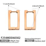 color: F254-Rose Gold Long Style Earrings Width 11mm