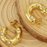 color: C Shape White Rhinestone Gold -MS-59