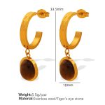 color: EH358 Tiger Eye Gold Earrings