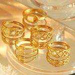 French Style Minimalist Personality Ring Light Luxury Temperament Little Finger Ring Advanced Geometric Lines Index Finger Ring