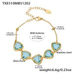 color: TXE510-Lake Blue Faceted Stone Gold Bracelet 16.5+5cm