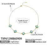 color: TXP612-Sky Blue Cracked Ice Stone Flower Gold Necklace -39+5cm