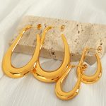 New French Entry Lux Large U-Shaped Earrings Stainless Steel Exaggerated Personalized Ornament Hollow Geometric