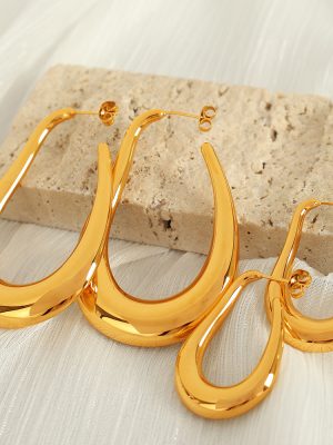 New French Entry Lux Large U-Shaped Earrings Stainless Steel Exaggerated Personalized Ornament Hollow Geometric