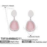color: TXF564-Steel Color Pink Cat's Eye Stone Earrings
