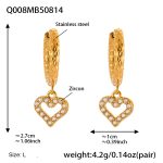 color: Q008-Gold Heart Earrings -Large