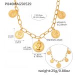 color: P840-Gold Queen Elizabeth Necklace 40+5cm