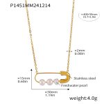 color: P1451-Gold Freshwater Pearl Necklace