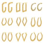 Geometric Stainless Steel Welding Bead Earrings Simple All-Match 18K Plated Earrings
