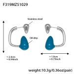 color: F319-Steel Color Blue Enamel Earrings