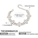 color: TXE589-White Cat's Eye Stone Steel Color Bracelet -16.5+5cm