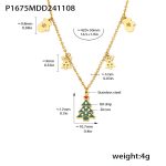 color: P1675-Gold Christmas Tree Set with Zircon DIY Necklace