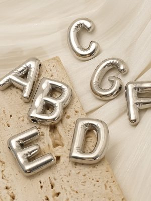 Glossy Solid Stainless Steel 26 English Letter Pendant Necklace DIY Ornament Accessories Pendant