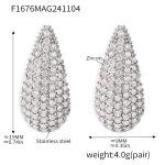color: F1676-Steel Color White Zircon Earrings
