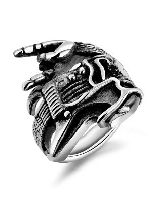 Men's Vintage Ring Electric Guitar Skull Open Finger Ring Hand Jewelry