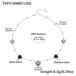 color: TXP510-Black Faceted Stone Steel Color Necklace 42+5cm