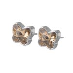 color: Brown Stone Steel Color Stud Earrings
