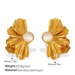 color: EH798WEG Cat's Eye Stone Gold Earrings