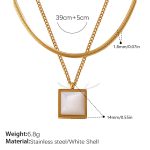 color: XL846WEG White Shell Gold Double Layer Necklace
