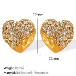 color: EH781 White Rhinestone Gold Earrings