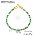 color: E595-Green Zircon Bracelet 17.5cm