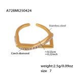 color: A728-Gold White Rhinestone Ring Size 7