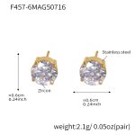 color: F457-Gold Zircon Stud Earrings -6mm