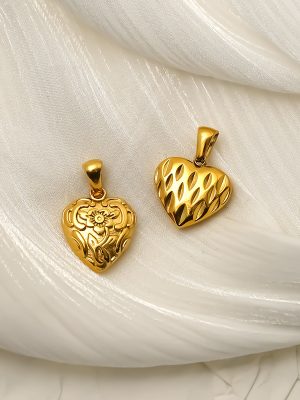 Stainless Steel Heart-Shaped DIY Plated 18K Gold Accessories Pendant Women's High-Grade All-Match Heart Necklace