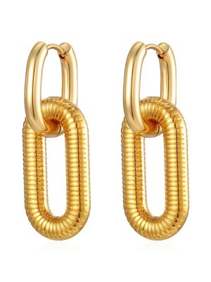 Long Pendant Ear Clip Design Advanced Personality 18K Gold Earrings Stainless Steel