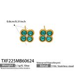 color: TXF225-Teal Color Zircon Gold Earrings