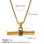 color: XL848GNG Green Rhinestone Gold Necklace
