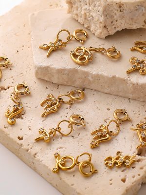Light Luxury Diamond Twelve Constellation Jewelry Buckle Pendant DIY Bracelet Necklace Shoe Accessories