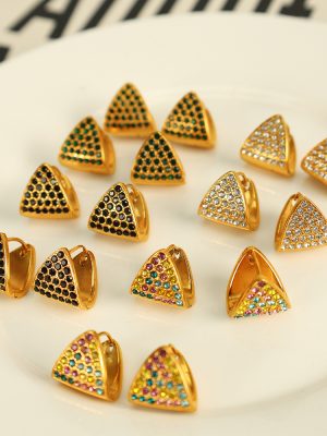 Personalized Creative Triangle Zircon Earrings Women's Ruili Earrings Single Item Earrings
