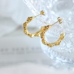 Bath Removal-Free Light Luxury C- Shaped Earrings Inlaid Rose Creative Design Ear Rings
