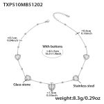 color: TXP510-White Faceted Stone Steel Color Necklace 42+5cm