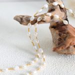 French Stainless Steel Non-Fading Long Romantic Freshwater Pearl Necklace Ornament Interval Steel Ball Mother Jewelry