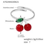 color: A761-Steel Color Cherry Ring / size: US 7
