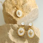 Eight-Pointed Stars Inlaid Zircon Pendant Necklace Female Stud Earrings Cherry Jewelry Set Jewelrysets Earrings