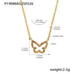 color: P190-Gold Mixed Colors Zircon Necklace 40+5cm