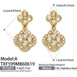 color: TXF599-A Style White Zircon Gold Earrings