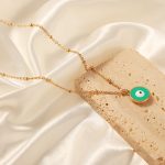 Retro Personalized Stainless Steel Gold-Plated Enamel Devil's Eye Pendant Necklace Ornament