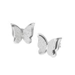 color: Butterfly Stud Earrings Steel Color