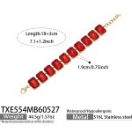 color: TXE554-Red Glass Stone Bracelet -18+3cm