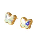color: Iridescent Stone Gold Stud Earrings