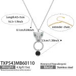 color: TXP543-Steel Color Leopard Head Black Necklace 42+5cm