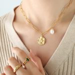 color: P1398-Gold Necklace -39+5cm