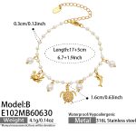 color: E102-B Style Turtle Multi-pendant Gold Color Bracelet -17+5cm